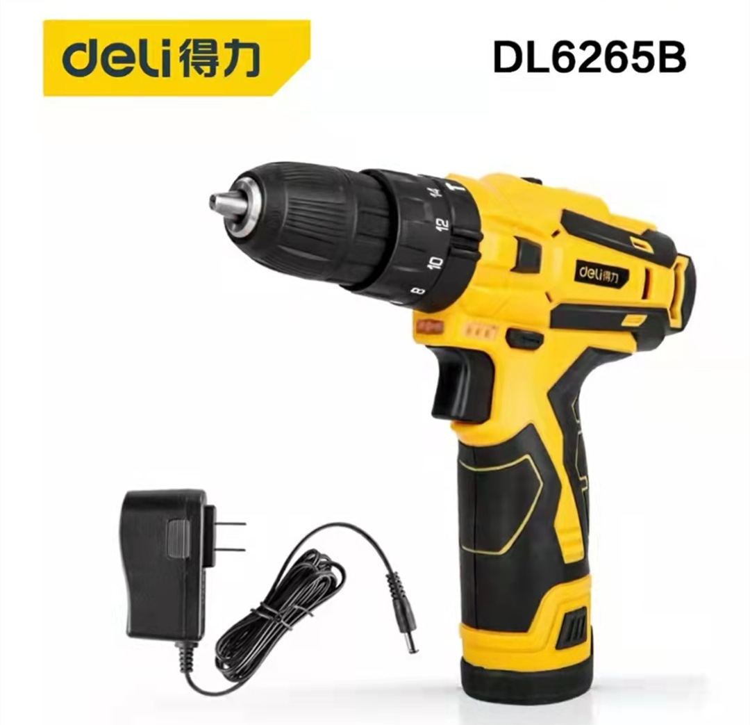 Deli rechargeable screwdriver, lithium electric hand drill, household 20V wireless five level variable speed decoration, furniture decoration wholesale