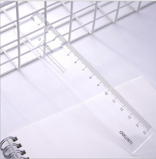 得力尺子波浪尺直尺15cm小学生一二年级划线尺刻度尺20cm儿童透明