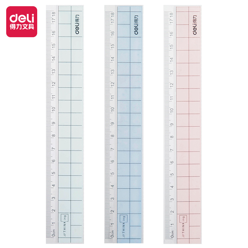 Deli Stationery 6235 Straight Edge Plastic 18cm Wave Transparent Ruler Student Supplies Drawing