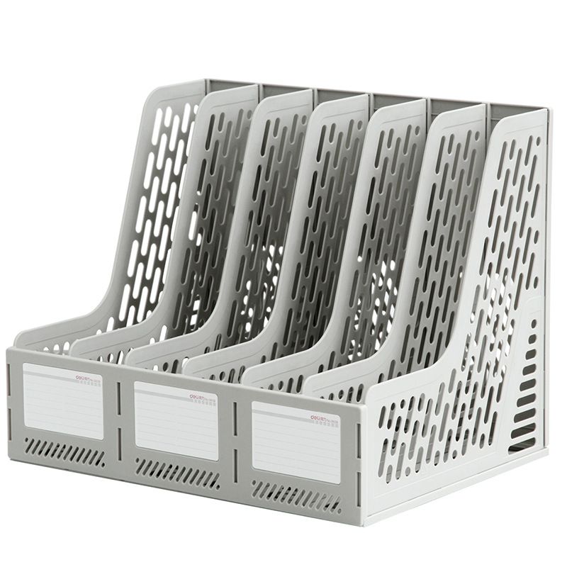 得力六联文件框/栏9839 经济型资料架 塑料桌面办公收纳座文件栏