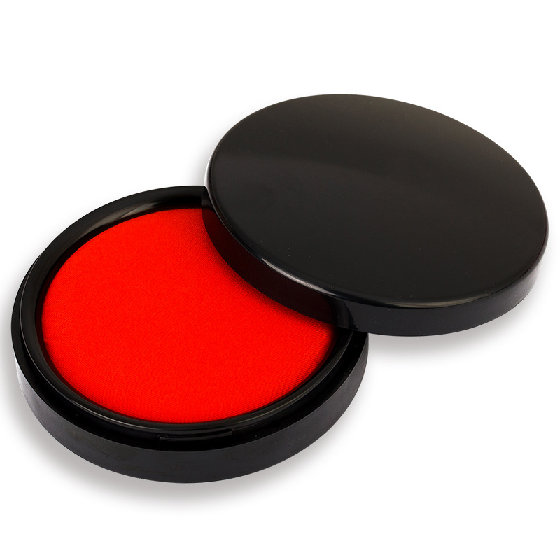 得力9870红色印台圆形秒干快干印台红色防水防晒印章台财务办公用