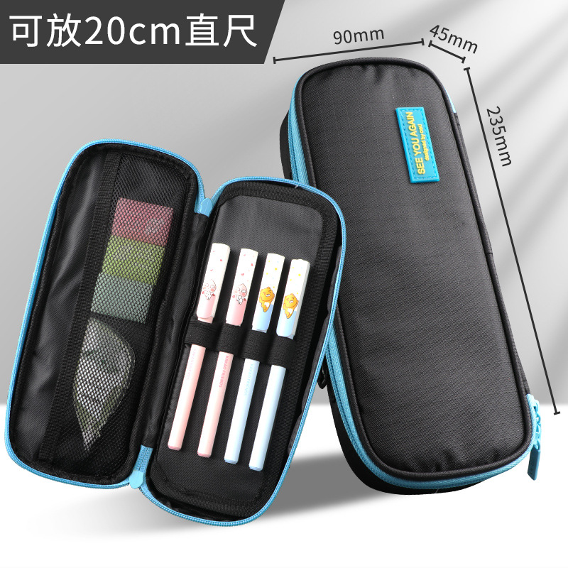 得力笔袋男孩2021新款流行小学生简约日系帆布中学生文具袋批发