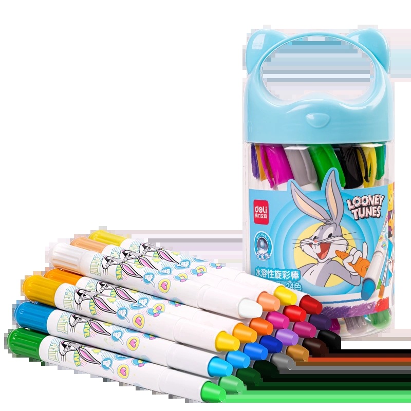Deli Bunny Bunny Oil Painting Stick Children's Water Soluble Colorful Stick 12 Colors 18 Colors 24 Colors Washable Painting Kindergarten