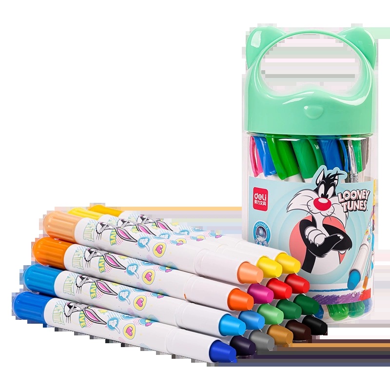 得力兔八哥油画棒儿童水溶性炫彩棒12色18色24色可水洗画画幼儿园