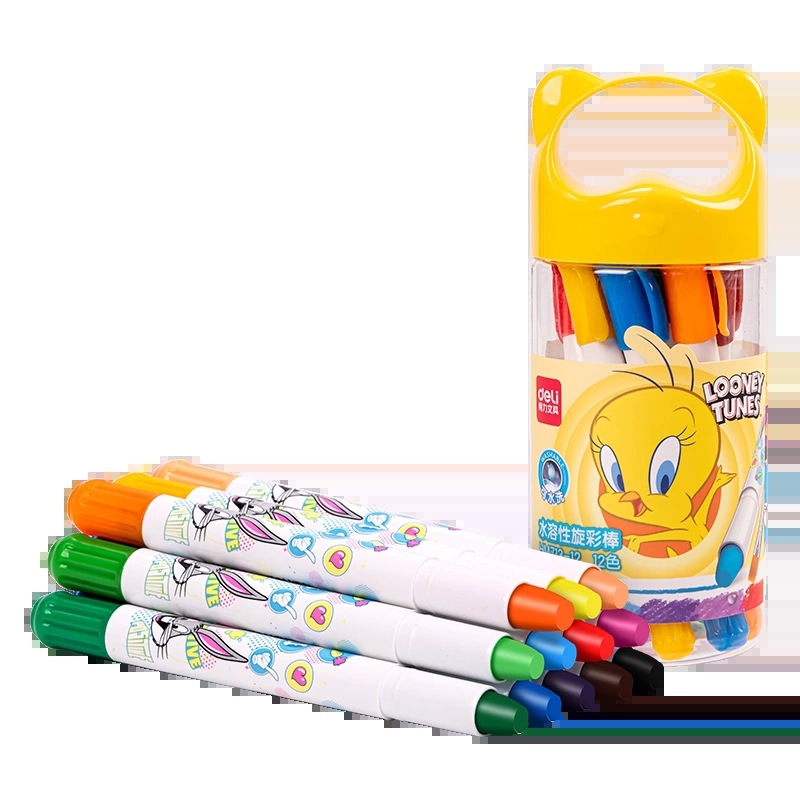 得力兔八哥油画棒儿童水溶性炫彩棒12色18色24色可水洗画画幼儿园