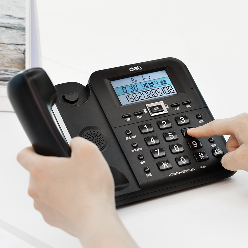 得力790电话机座机家用固定办公客服前台来电显示有线电话机批发