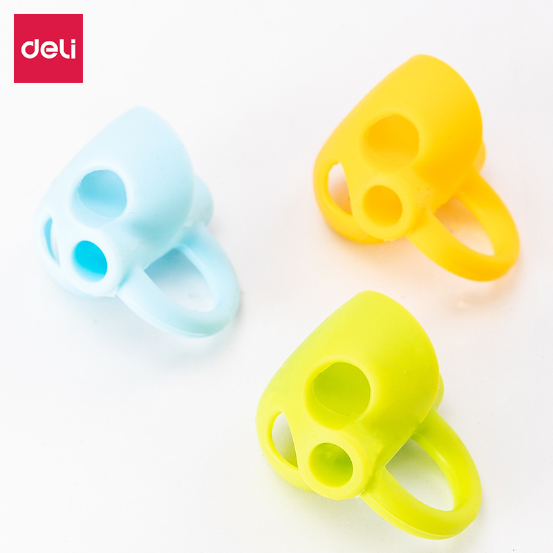 得力69357三指握笔护套(3只/卡)学生矫姿矫正写字书写书法练字