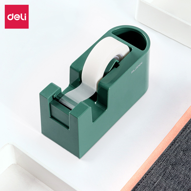 Deli NS123 Nusselt Tape Holder Simple and Fashionable Tape Cutter Hidden Knife Edge with Pen Holder