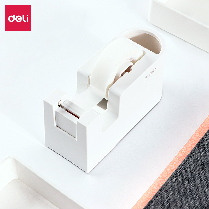 Deli NS123 Nusselt Tape Holder Simple and Fashionable Tape Cutter Hidden Knife Edge with Pen Holder