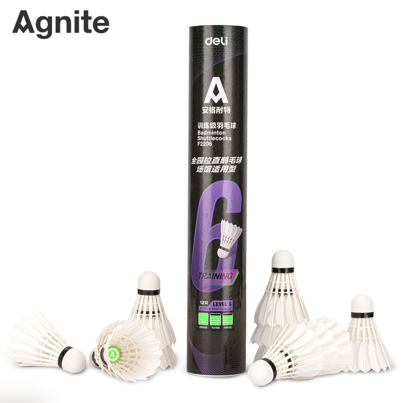 Deli Angenit F2206 Event level Badminton Training Durable Goose Feather Badminton 12 pieces/tube
