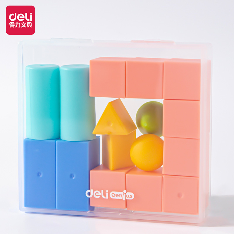 Deli Elementary School First Grade Mathematical Geometry Teaching Aids Set Box Cube Textbook Building Block Toys