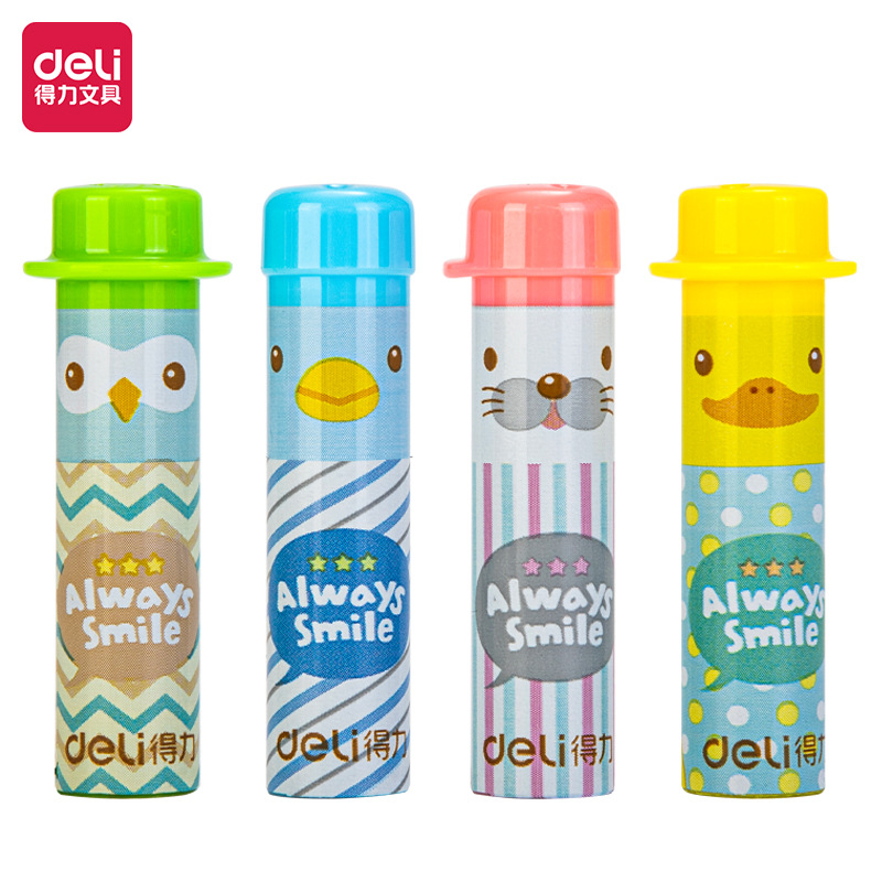 得力文具0491铅笔套铅笔延长器学生帽笔盖4个装卡通铅笔帽铅笔盖