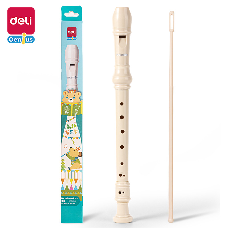 Deli Eight Hole German Vertical Flute for Primary School Students with Cleaning Stick 8 Hole Vertical Flute YW503G