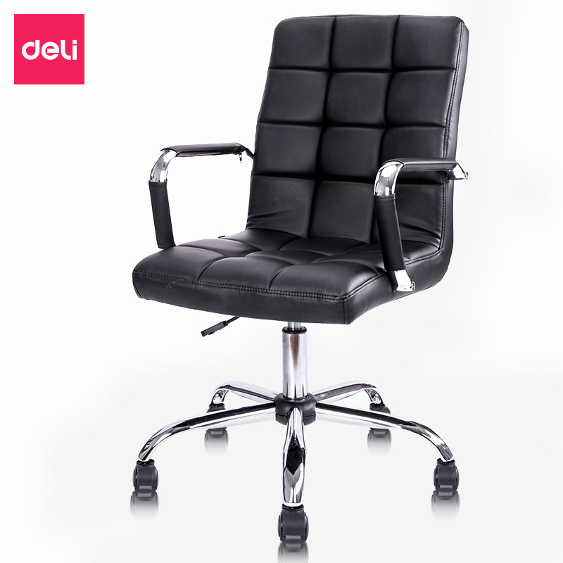 得力4912电脑椅家用办公椅转椅人体工学皮椅子 时尚升降PU皮座椅