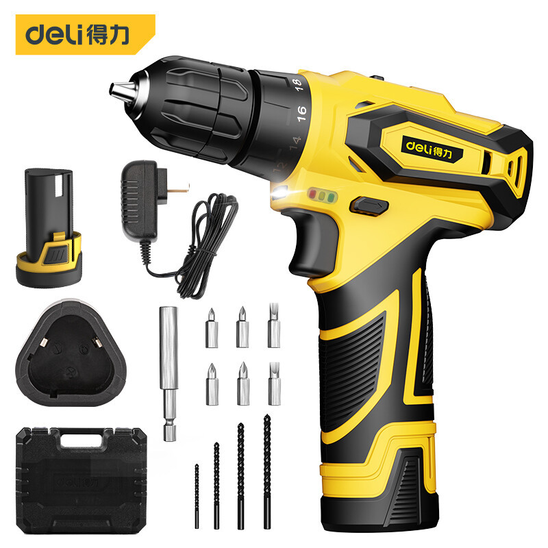 得力12V无线单锂电电钻18+1档充电钻手电钻电动螺丝刀DL6261