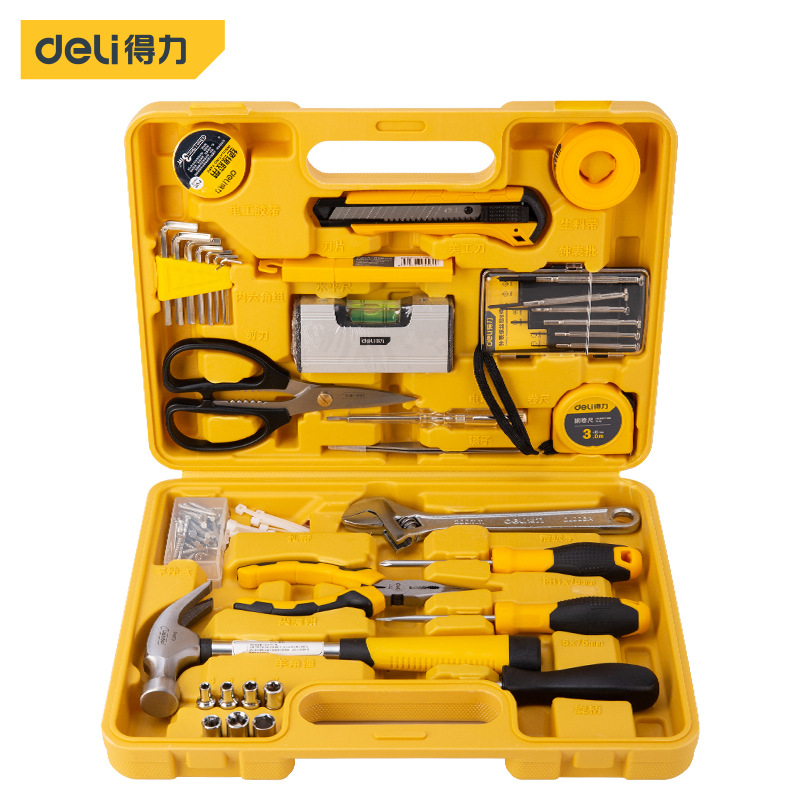得力工具8/11/18/28/38/48/68/88件家用工具组套装日常维修工具箱