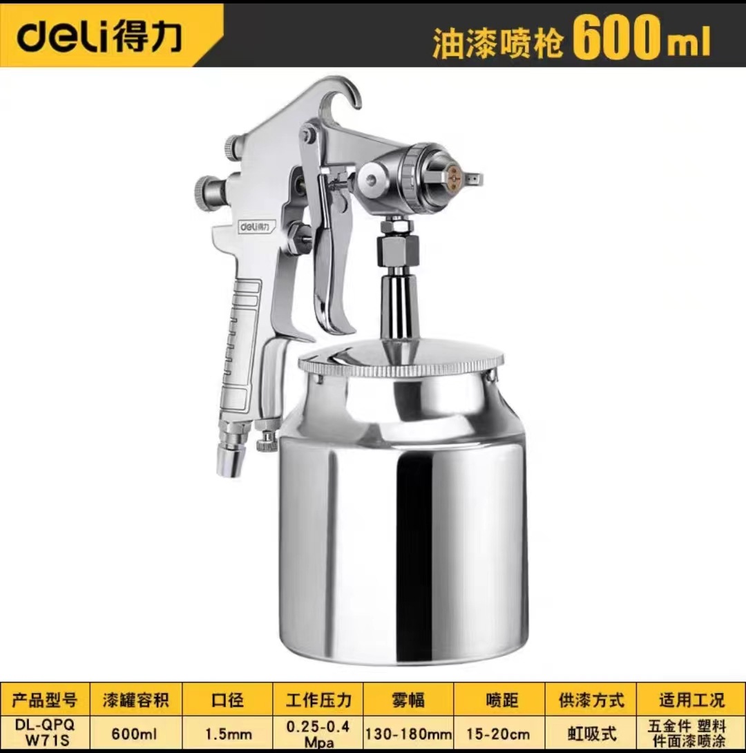 得力油漆喷枪气动油漆喷枪家用汽车喷涂户外工程钣金涂料专用喷壶