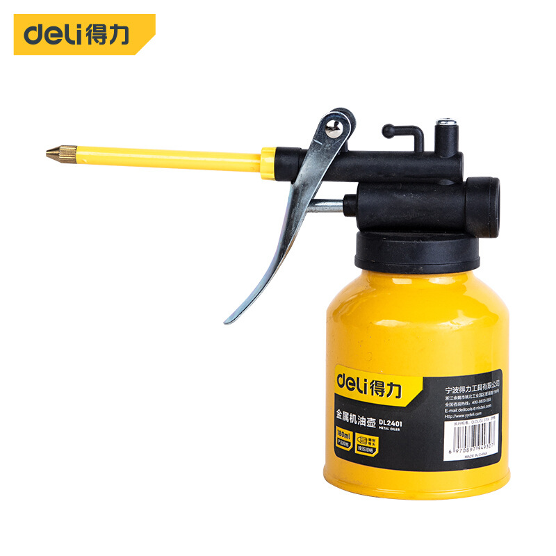 Deli DL2401 Metal Oil Pot Lubricating Oil Machine Oil Gun High Pressure Manual Oil Filling Pot Filling Pot 180ml