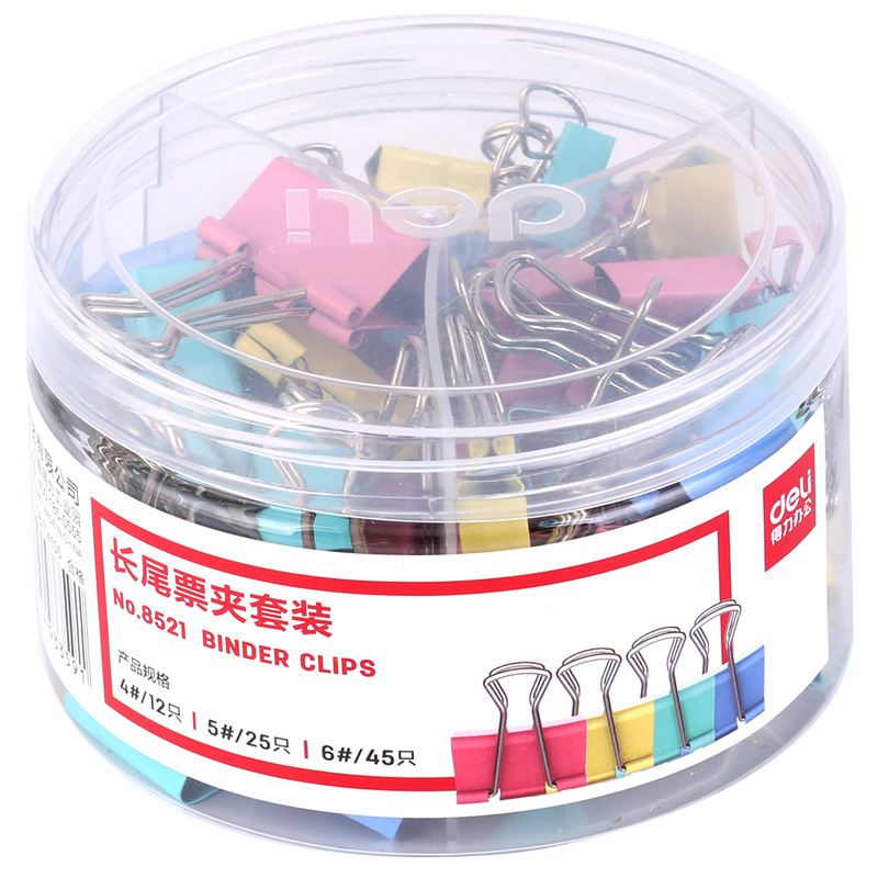 Deli 8521 Colorful Long Tail Clip Folder Mixed Small Swallowtail Clip Size Mixed Set Metal Iron Ticket Clip