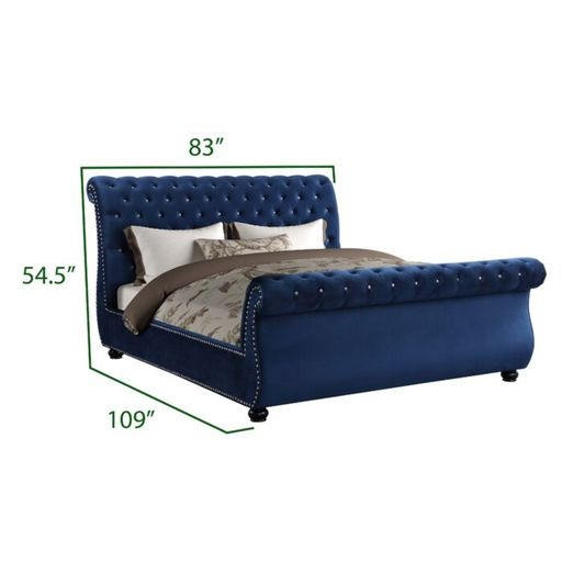 Kendall King 6 件簇绒室内装潢卧室套装，蓝色木材制成