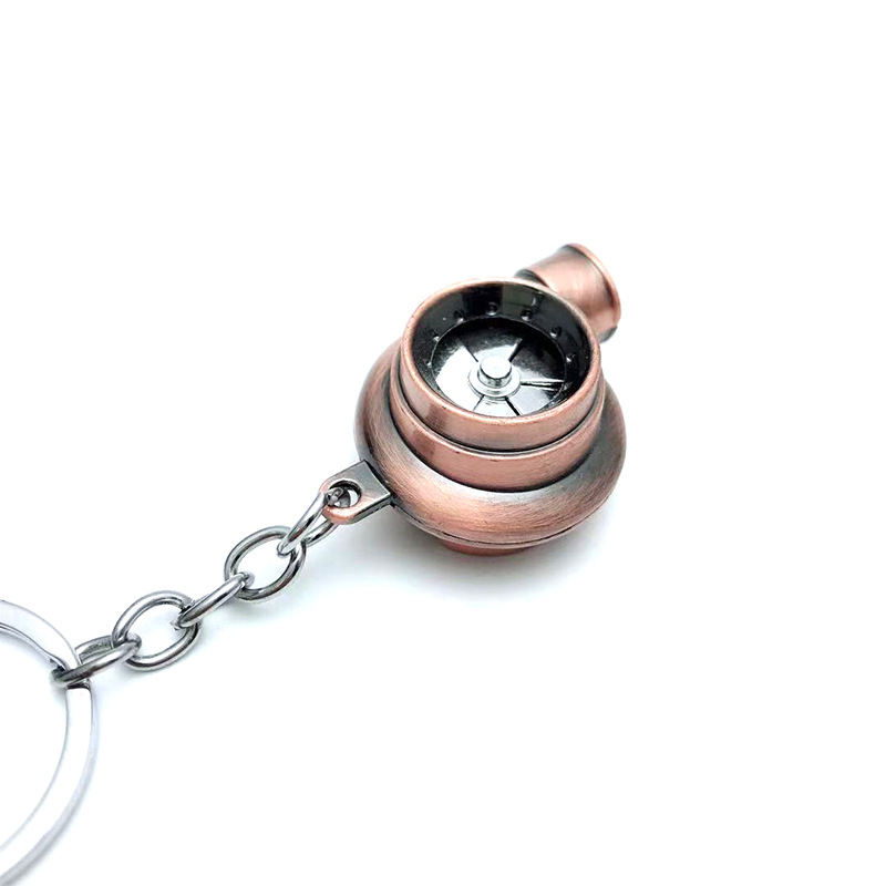 跨境爆款汽车涡轮钥匙扣 金属创意高档发光LED涡轮汽车钥匙扣挂件