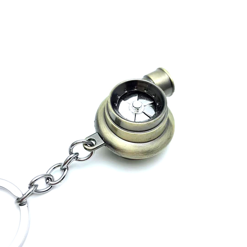 跨境爆款汽车涡轮钥匙扣 金属创意高档发光LED涡轮汽车钥匙扣挂件