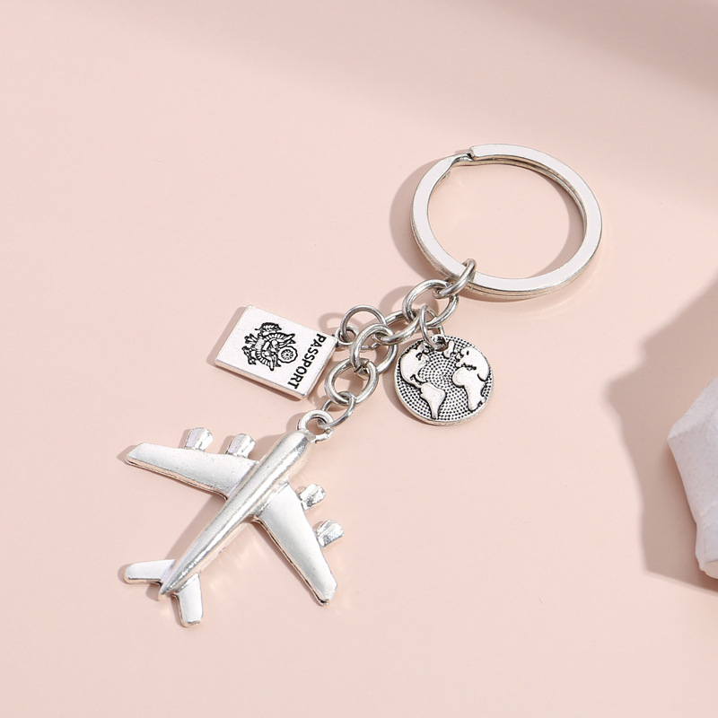 欧美爆款飞机no matter where旅行钥匙扣挂件跨境热销金属钥匙圈