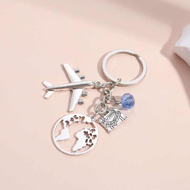 欧美爆款飞机no matter where旅行钥匙扣挂件跨境热销金属钥匙圈