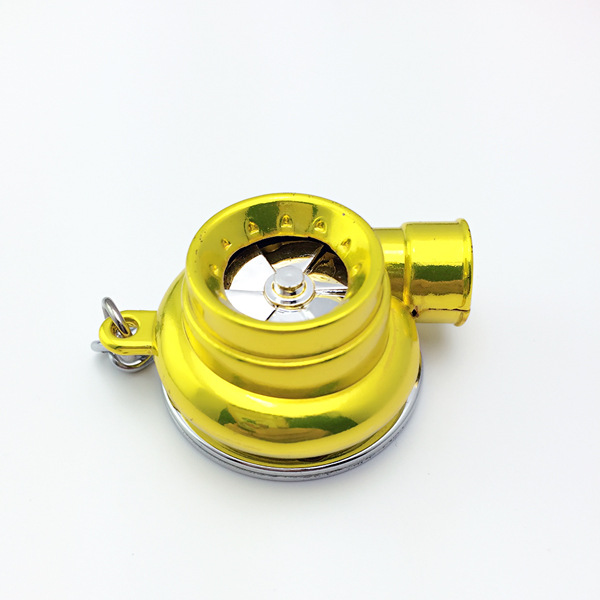 跨境爆款汽车改装LED灯创意高档金属钥匙扣涡轮增压钥匙挂件