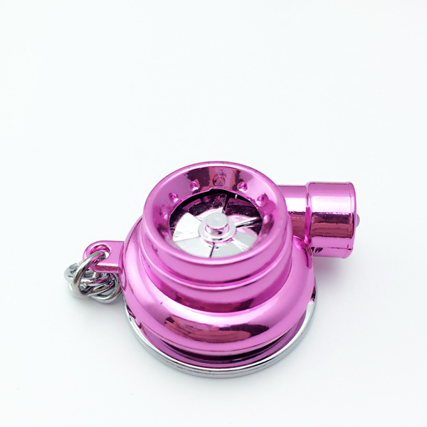 跨境爆款汽车改装LED灯创意高档金属钥匙扣涡轮增压钥匙挂件