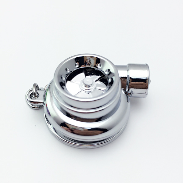 跨境爆款汽车改装LED灯创意高档金属钥匙扣涡轮增压钥匙挂件