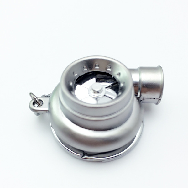 跨境爆款汽车改装LED灯创意高档金属钥匙扣涡轮增压钥匙挂件