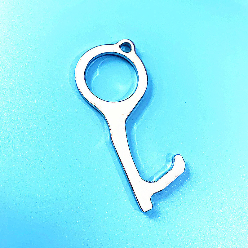 多工能防疫黄铜防疫接触防护隔离小神器钥匙扣B款银色/OPP包装