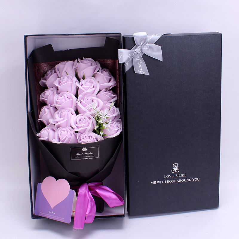 亚马逊爆款情人节创意礼物 18朵香皂玫瑰花束礼盒 跨境礼品可定制