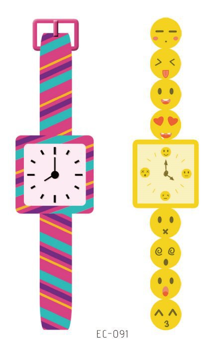 儿童卡通手表纹身贴 跨境一手货源工厂直销可爱男女孩防水纹身贴