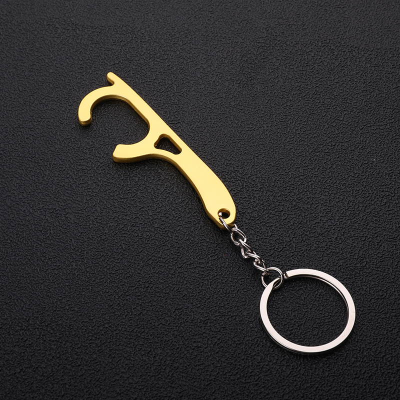 多工能防疫黄铜防疫接触防护隔离小神器钥匙扣D款金色带钥匙扣/OPP包装