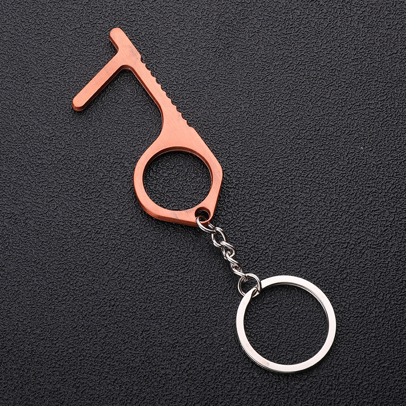 多工能防疫黄铜防疫接触防护隔离小神器钥匙扣C款红玫瑰金带钥匙扣/OPP包装