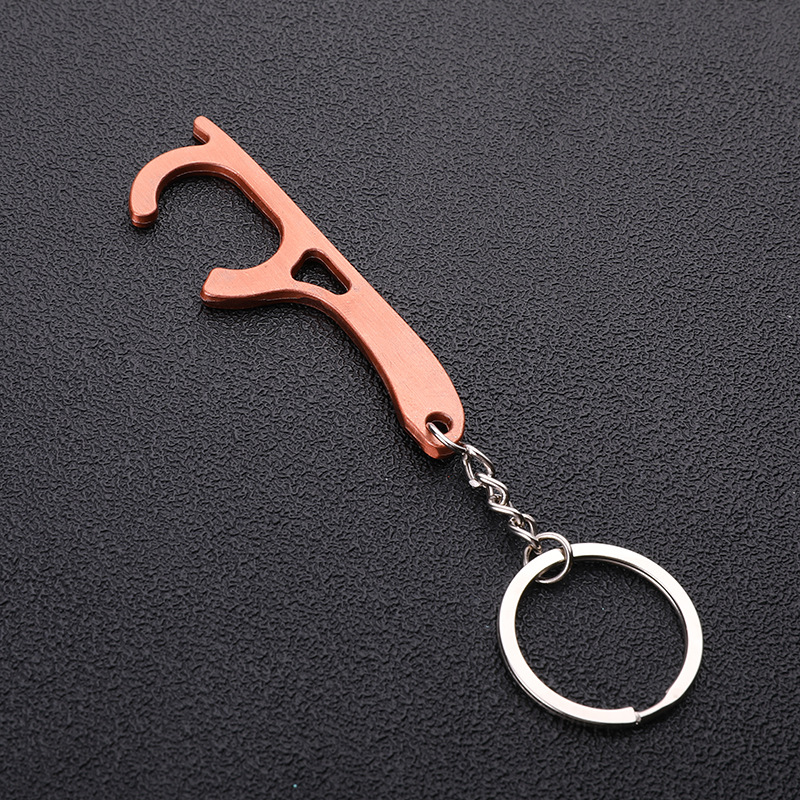 多工能防疫黄铜防疫接触防护隔离小神器钥匙扣D款玫瑰金带钥匙扣/OPP包装