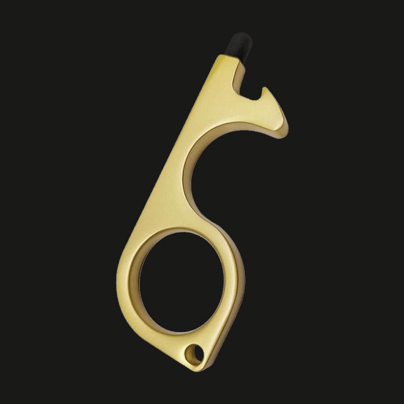 钥匙扣 多工能黄铜防疫接触防护隔离安全小神器:F款金色带触屏/OPP包装