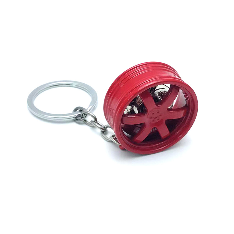 跨境爆款汽车轮毂钥匙扣 高档改装刹车盘TE37轮毂金属钥匙扣挂件