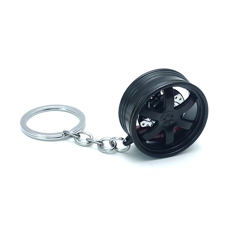 跨境爆款汽车轮毂钥匙扣 高档改装刹车盘TE37轮毂金属钥匙扣挂件