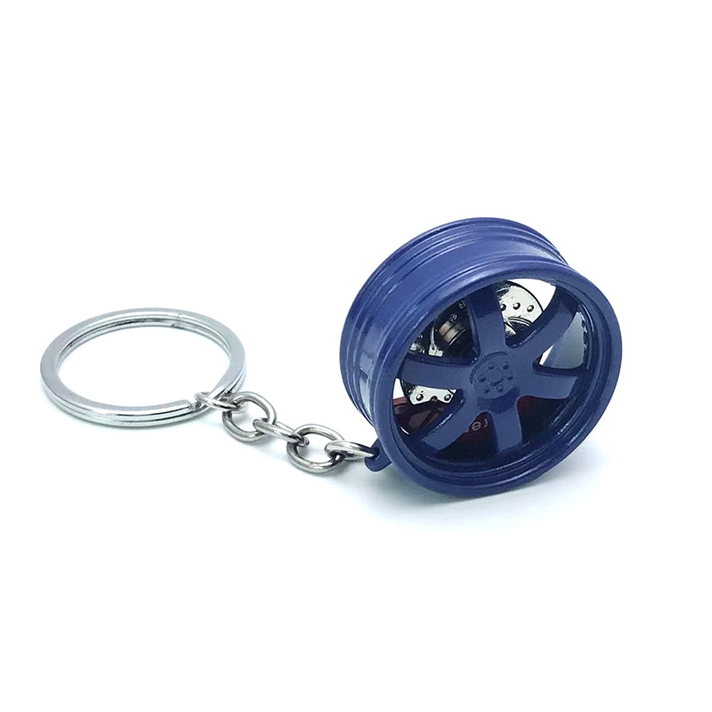 跨境爆款汽车轮毂钥匙扣 高档改装刹车盘TE37轮毂金属钥匙扣挂件