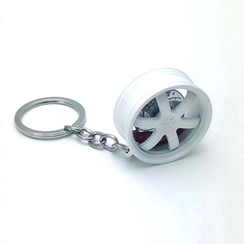 跨境爆款汽车轮毂钥匙扣 高档改装刹车盘TE37轮毂金属钥匙扣挂件