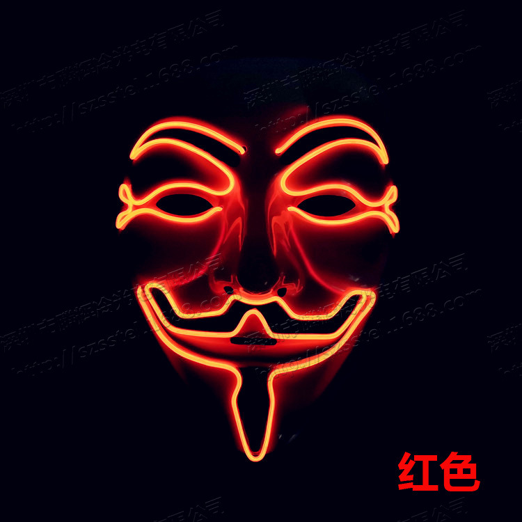 EL冷光线发光面具 V字仇杀Cosplay化妆面具红色
