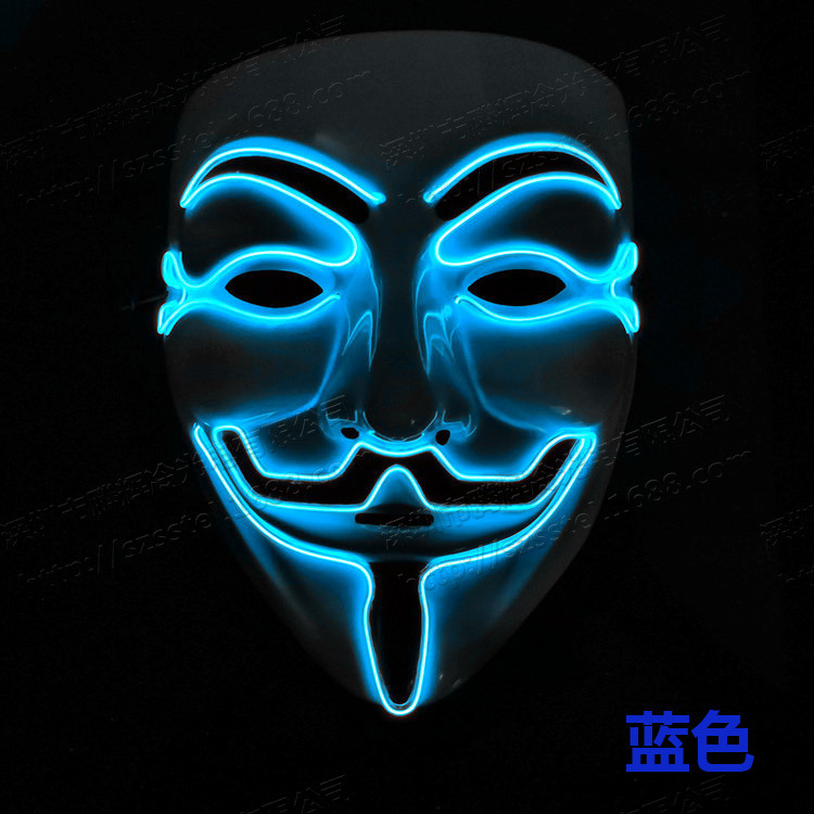 EL冷光线发光面具 V字仇杀Cosplay化妆面具蓝色
