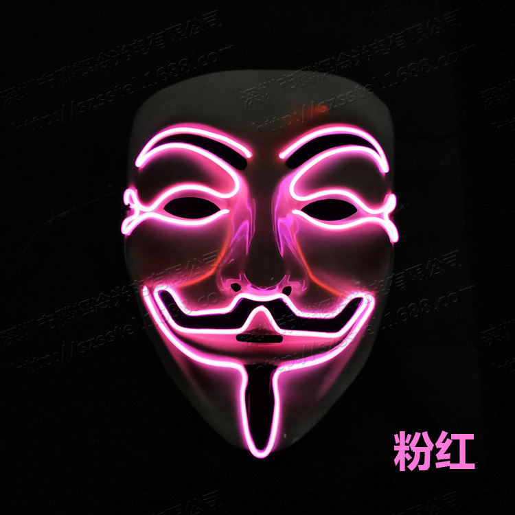 EL冷光线发光面具 V字仇杀Cosplay化妆面具粉红