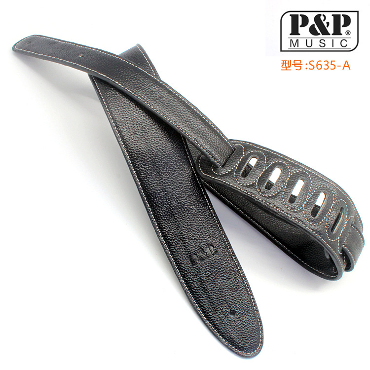 吉他背带真皮 乐器配件  乐器背带批发S635-A真皮黑色