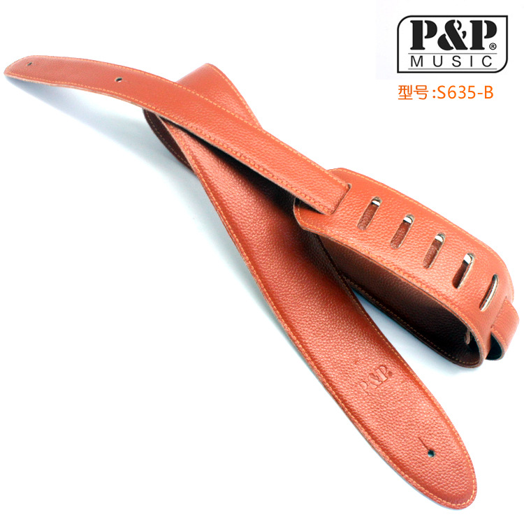 吉他背带真皮 乐器配件  乐器背带批发S635-B真皮橙色