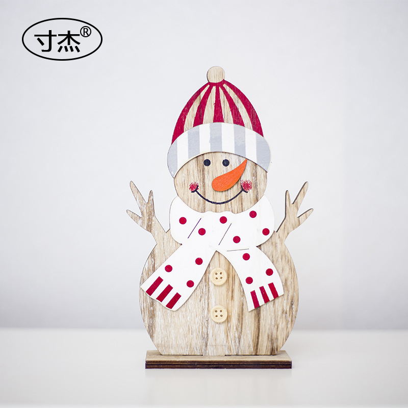 圣诞节木质装饰摆件 圣诞创意彩绘摆件 圣诞节雪人装饰品圣诞雪人A