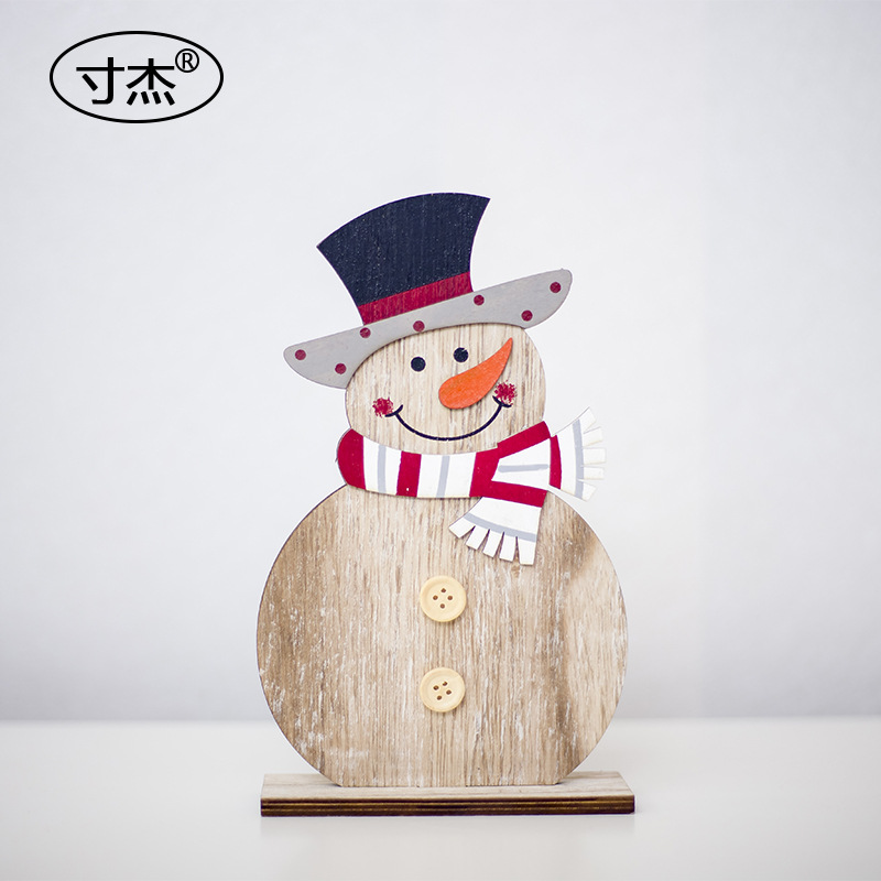 圣诞节木质装饰摆件 圣诞创意彩绘摆件 圣诞节雪人装饰品圣诞雪人B